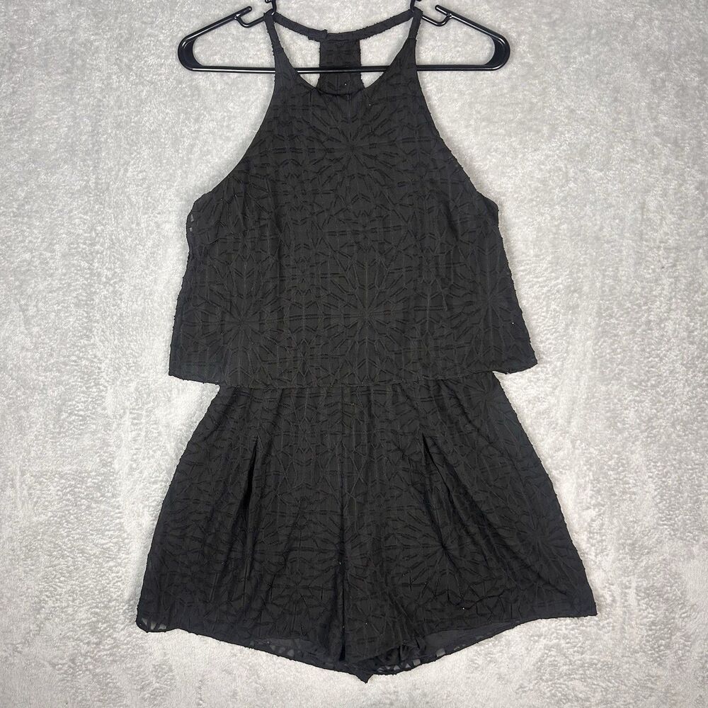 Crosby Kellie Romper Geometric Print Black Size 4 Boutique 232$ Retail Womans